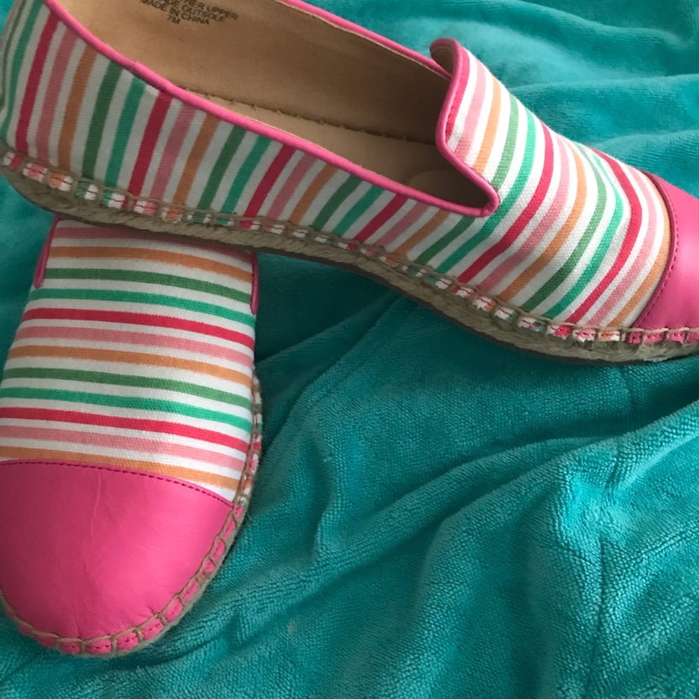 Vibrant Striped Espadrilles in Pink and Green